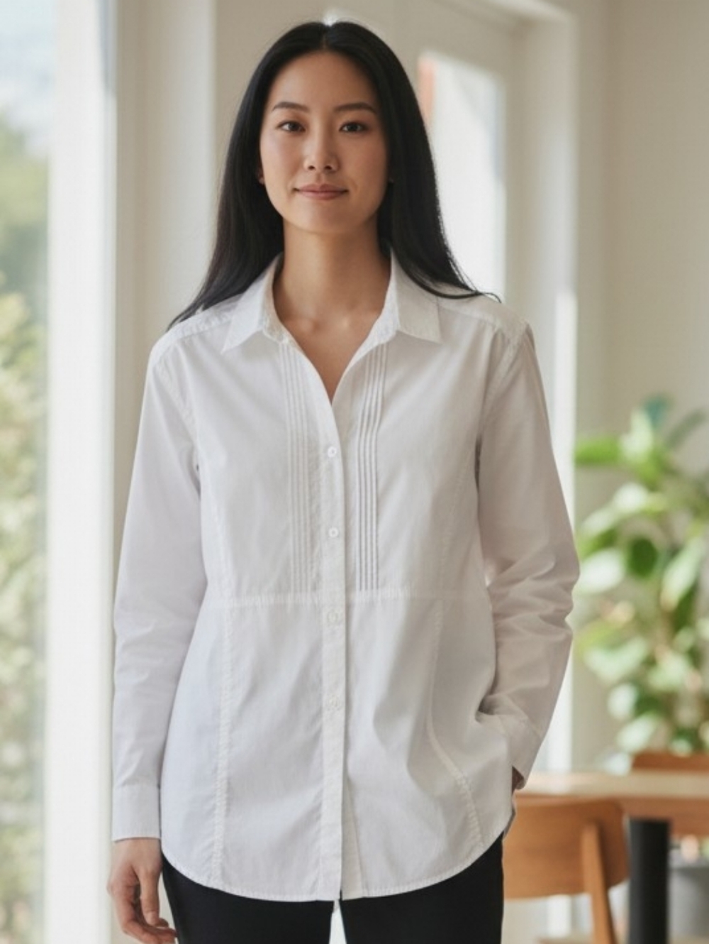 Cecil Cotton Blend White Button-Down Shirt